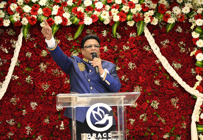 Bro Andrew Richard celebrates his 60th Birthday with grandneur amidst a large number of devotees here on Sunday, 16th, 2023, at Grace Ministry Prayer Centre Budigere in Bangalore with a myriad of wishes.